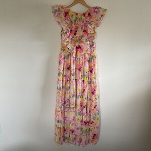 Anthropologie MISA Los Angeles Trova Reversible Ruffle Maxi Dress Sz M Floral